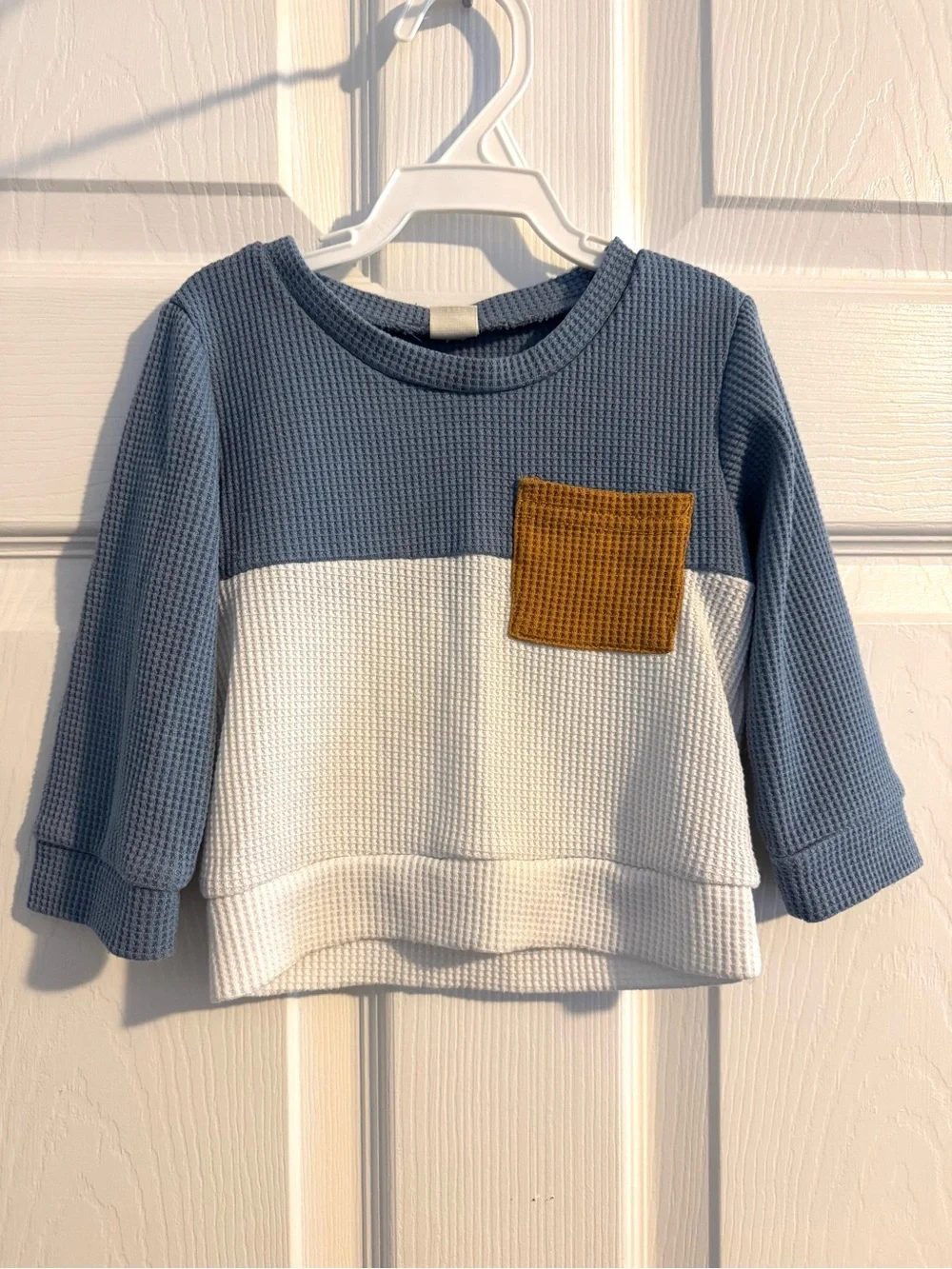Set of 2 Baby Colorblock Waffle Knit Sweatshirt & Jogger Sets Size 80 (US 6-12m)